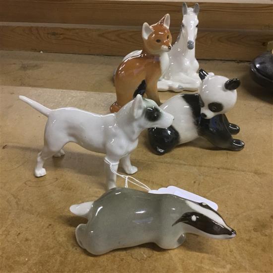 Collection of Russian animals and a Beswick dog